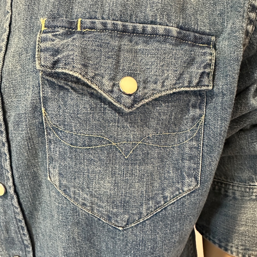 Vintage Polo Ralph Lauren Western Pearl Snap Denim Shirt Sz M - Picture 4 of 7